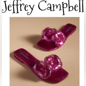 Jeffrey Campbell Floralee Women Glitter Pink Floral Jelly Sandals Size 9 NEW